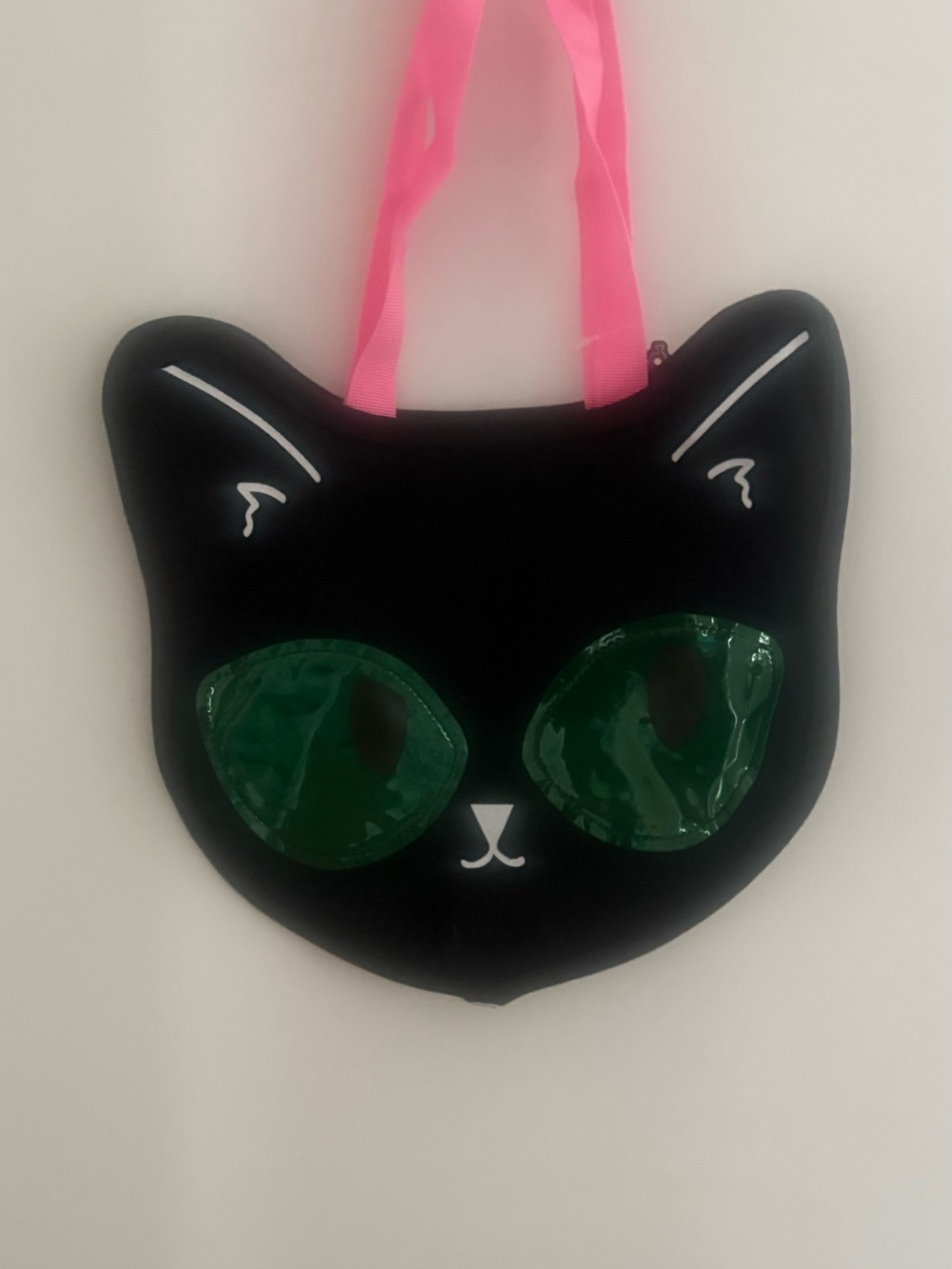 Customized Black Cat Tote Bag with Pink Handles and Green Eye Accents send name